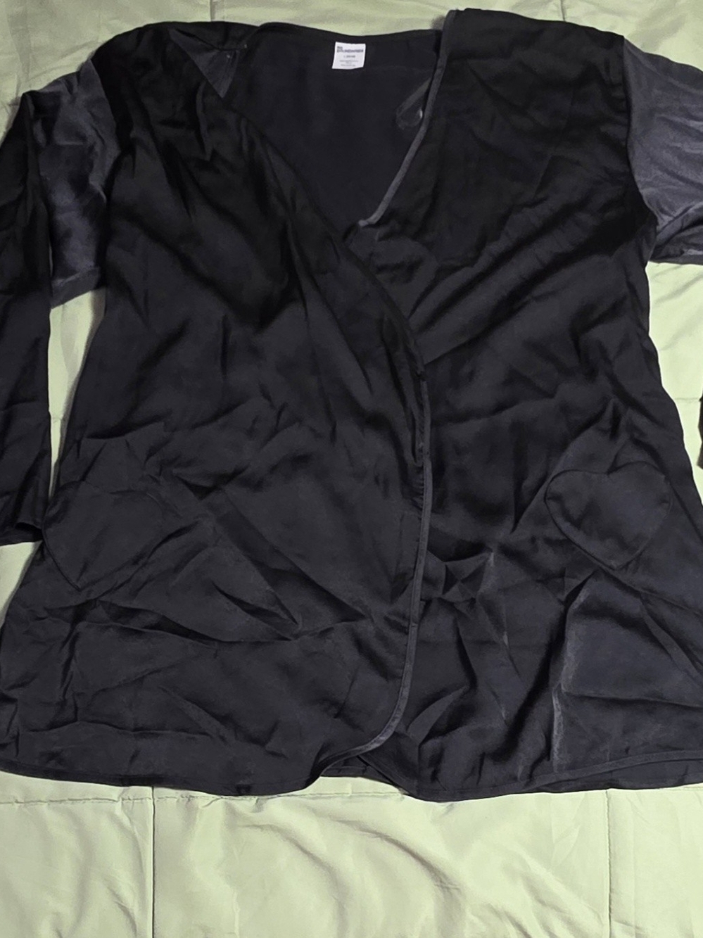 No Boundaries Black Satin Wrap Robe